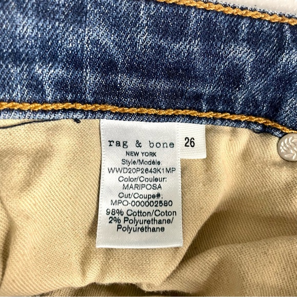 Rag & Bone Dre Low-Rise Slim Boyfriend Mariposa Wash Raw Hem Size 26 - Picture 14 of 15